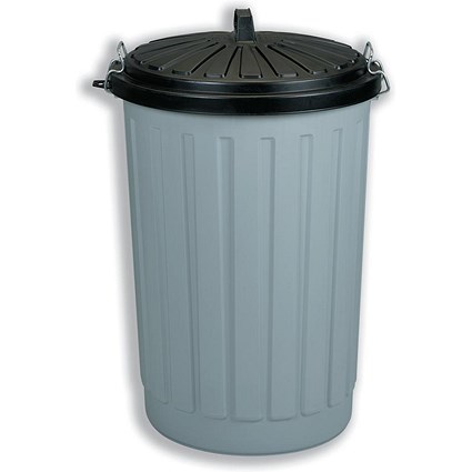 Addis Round Dustbin, Grey with Black Lid, 90 Litre