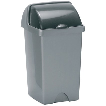 Addis Roll Top Bin, 25 Litres, Metallic Silver