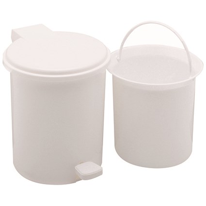 Addis Foot Pedal Vanity Bin 2.9 Litre White (Foot pedal for hygienic hands-free operation)