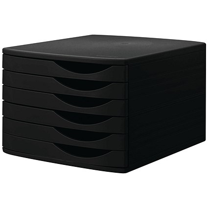 Jalema 6 Desktop Plastic Drawers Set Black