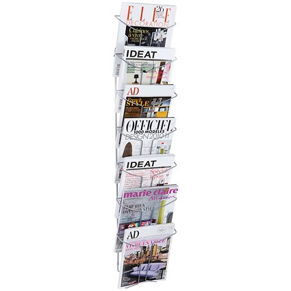 Alba Wall Mounted 7 Pocket Literature Holder A4 Chrome DD7M
