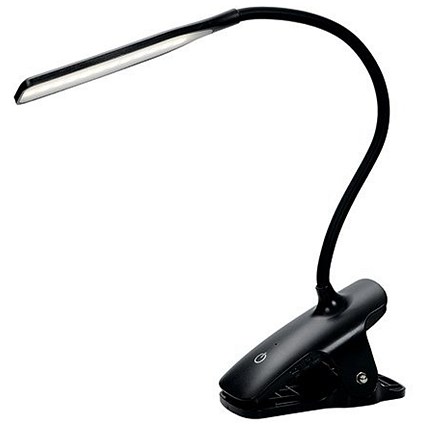 Alba LED Wireless Desk Lamp with Desk Top Clamp, Black