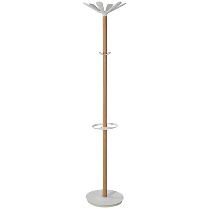 Alba Coat Stand 350x350x1750mm Beech/White