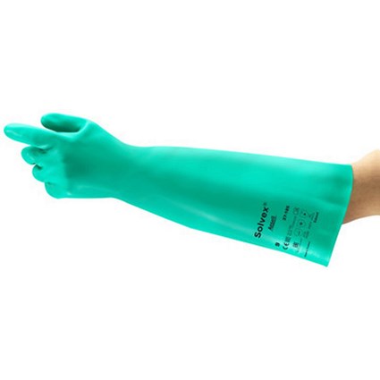 Ansell Alphatec Solvex 37-185 Gauntlet, Green, 2XL, Pack of 12
