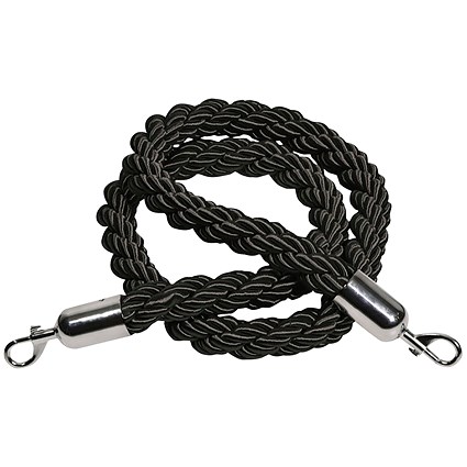 Rope 25x1500mm Black With Chrome Clips