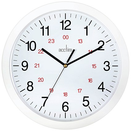 Acctim Metro 24 Hour Plastic Wall Clock 300mm White