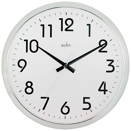 Acctim Orion Silent Sweep Wall Clock 320mm Chrome/White