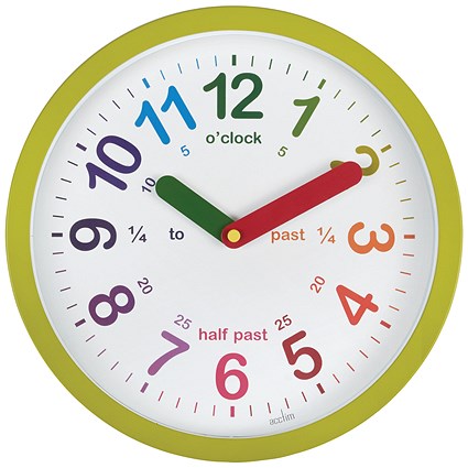Acctim Lulu Time Teaching Wall Clock 260mm Green