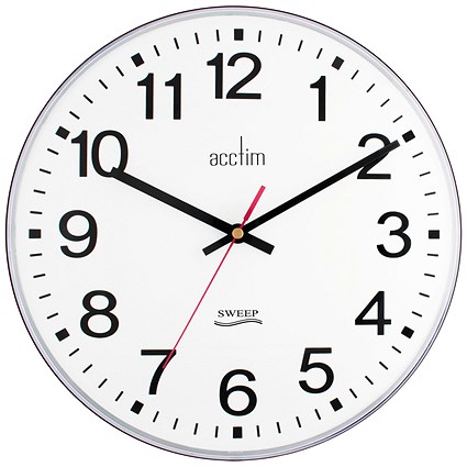Acctim Clarkenwell Wall Clock Silent Non-Ticking 300mm Diameter White