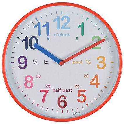 Acctim Wickford Time Teaching Clock, Red Acctim Wickford Time Teaching Clock, Red