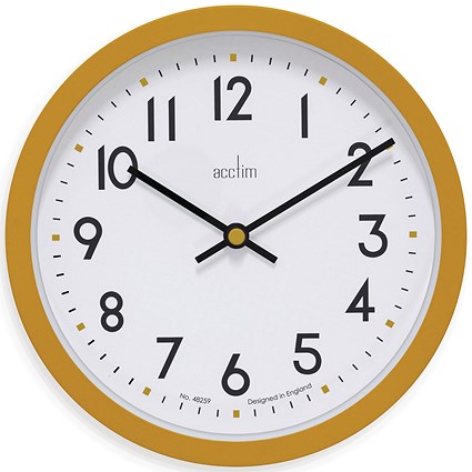 Acctim Elstow Small Office Wall Clock Yellow 20cm