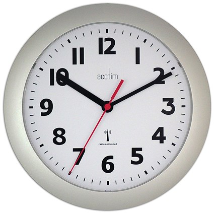 Acctim Parona Radio Controlled Plastic Wall Clock Silver