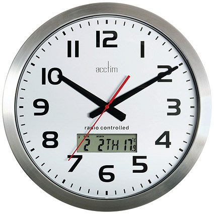 Acctim Meridian Radio Controlled Wall Clock Aluminium