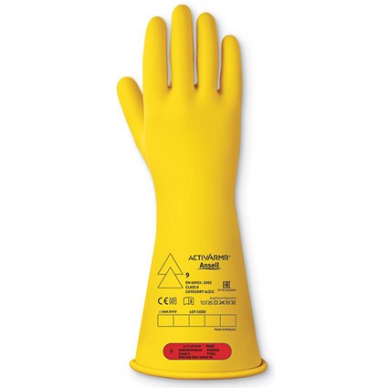 Ansell Low Voltage Electrical Insulating Class 0 14” Gloves, Yellow, 2XL