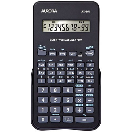 Aurora AX-501 Single Line Scientific Calculator, Battery Powered, Black