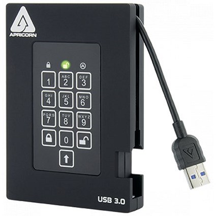 Apricorn Aegis Fortress USB 3.0 Portable Solid State Drive, 4TB, Black