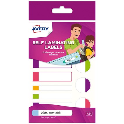Avery Self Laminating Waterproof Labels 86x17mm Neon Colours White (Pack 24) - APFLUO24.UK