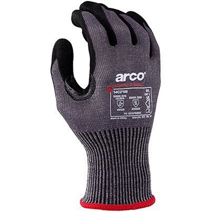 Arco Cut E 13g Nitrile-Coated Cut-Resistant Gloves, Grey & Black, Size 10