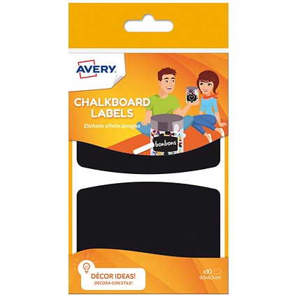 Avery UK Chalkboard Labels Reusable 95 x 63 mm Black (Pack 10 Labels) -