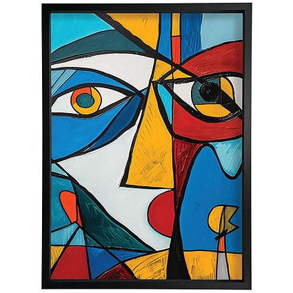 Picasso Face Blue and Red Framed Print, A2 406x609mm