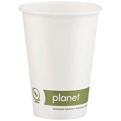 Planet Single Wall Plastic-Free Paper Hot Cup, 199ml, White, Pack of 50