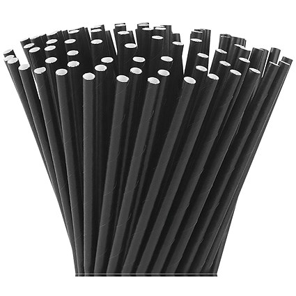 Black Paper Drinking Straw Biodegradable 197mm (Pack of 250)