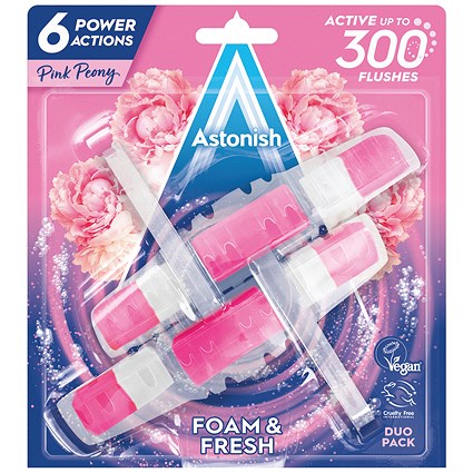 Astonish Foam Fresh Toilet Block Pink Peony Twinpack, Pack of 9