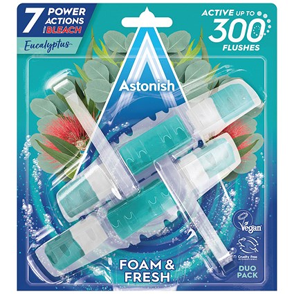 Astonish Foam and Fresh Eucalyptus Toilet Rim Block Twinpack (Pack of 9)