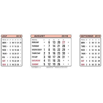 At-a-Glance 2019 Refill For 3S18 3 Month View Calendar
