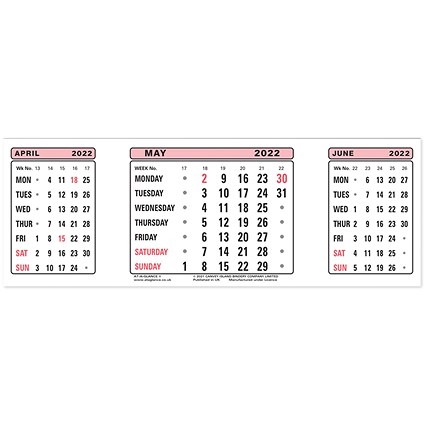 At-A-Glance Calendar Refill 2022 3 Month View