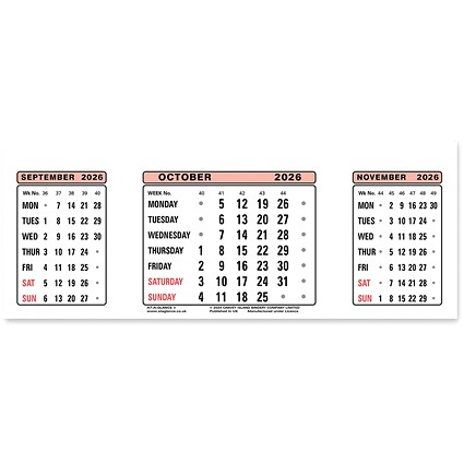 At-A-Glance 2026 Calendar Refill, 210x80mm