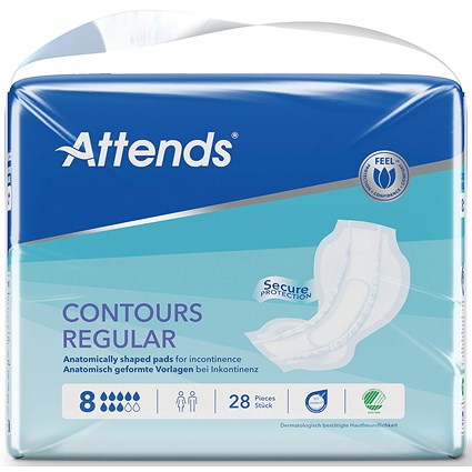 Attends Contours Sanitary Pads Size 8 Regular (Pack of 28)
