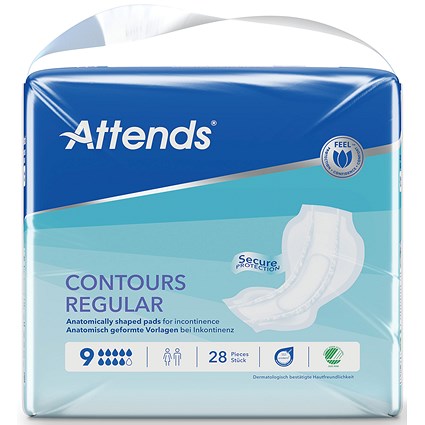 Attends Contours Sanitary Pads Size 9 Regular (Pack of 28)