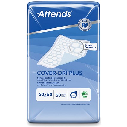 Attends Cover-Dri Bed Pad 600x600mm Plus x4 Pack of 50