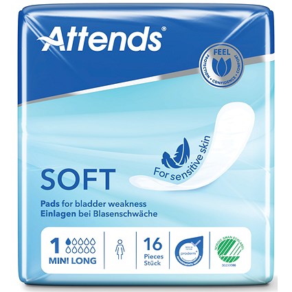 Attends Soft Sanitary Pads Long Size 1 Mini (Pack of 16)