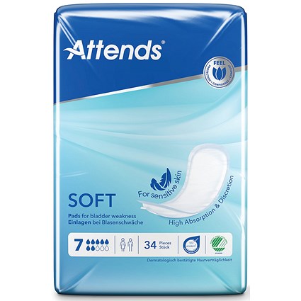Attends Soft Sanitary Pads For Sensitive Skin Size 7 (Pack of 34)