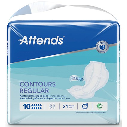 Attends Contours Sanitary Pads Size 10 Regular (Pack of 21)