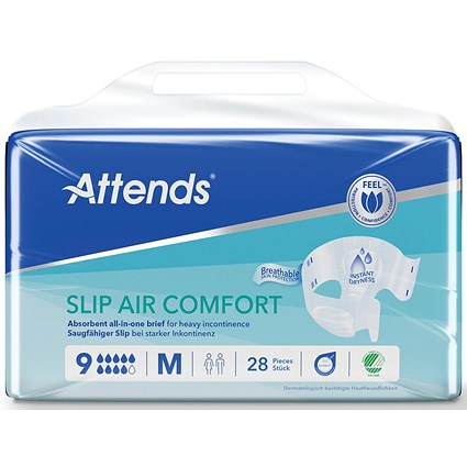 Attends Slip Air Comfort Nappies Size 9M x4 Pack of 28