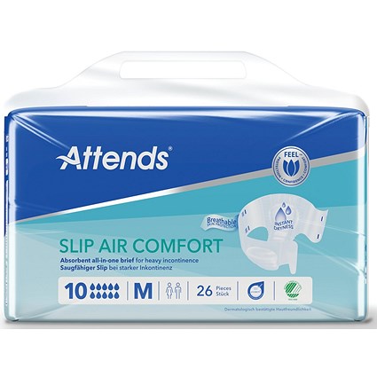 Attends Slip Air Comfort Nappies Size 10M x4 Pack of 26
