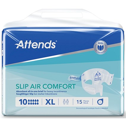 Attends Slip Air Comfort Nappies Size 10XL x4 Pack of 15