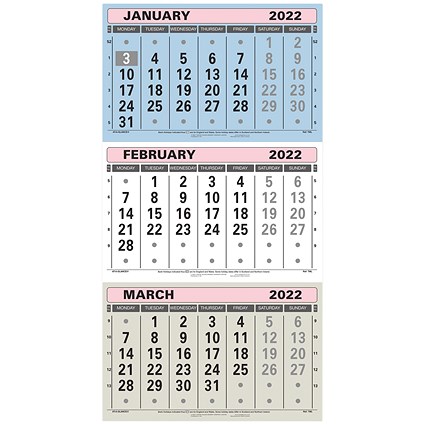 At-A-Glance 3 Monthly Calendar 2022