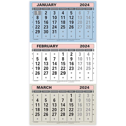 At-A-Glance 3 Monthly Calendar 2024