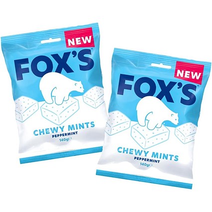 Fox's Chewy Mints, Peppermint, 140g Bag, Pack of 13