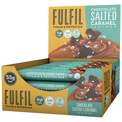 Fulfil Chocolate Salted Caramel Vitamin and Protein Bar, 55g, Pack of 15