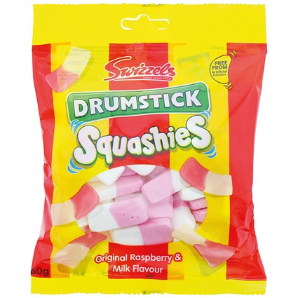 Swizzels Drumstick Squashies Raspberry & Milk Sweet Bag, 160g, Pack of 10
