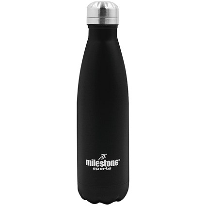 Stainless Steel Drinking Bottle, Double Walled, 500ml, Black