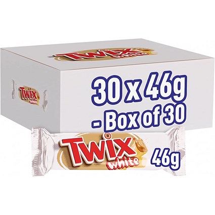 Twix White Chocolate Bar, 46g, Pack of 30