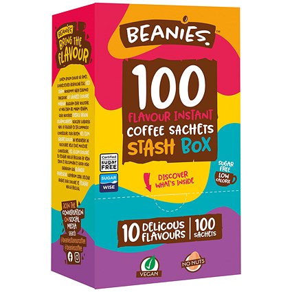 Beanies Instant Coffee Sachets Variety Box, Pack of 100