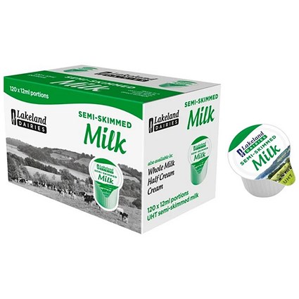 Lakeland UHT Semi-Skimmed Milk Pots, 12ml, Pack of 120 Lakeland UHT Semi-Skimmed Milk Pots, 12ml, Pack of 120