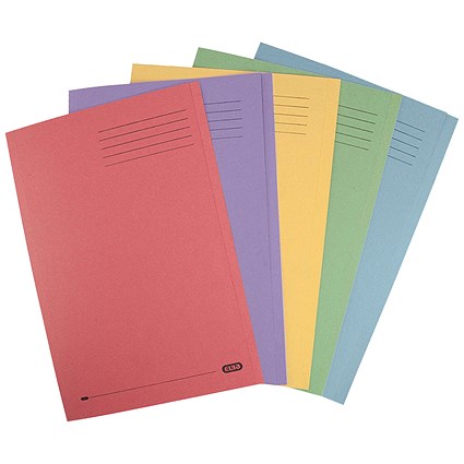 Elba Square Cut Folders, 285gsm, Foolscap, Assorted, Pack of 25